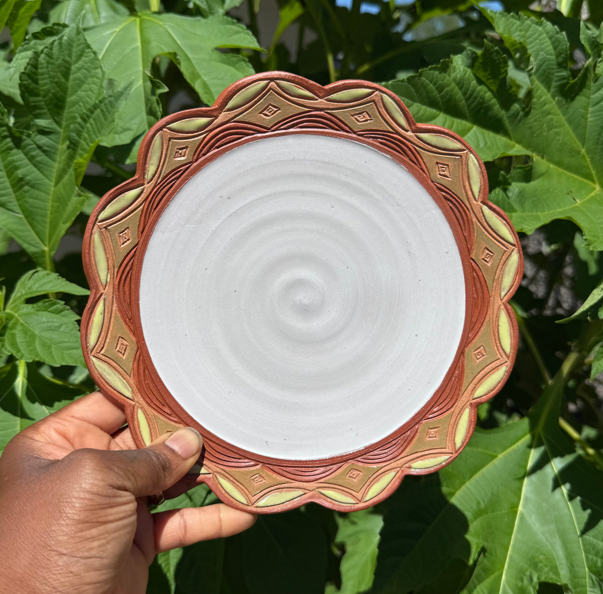 Earth Tone Scalloped Lunch Plate