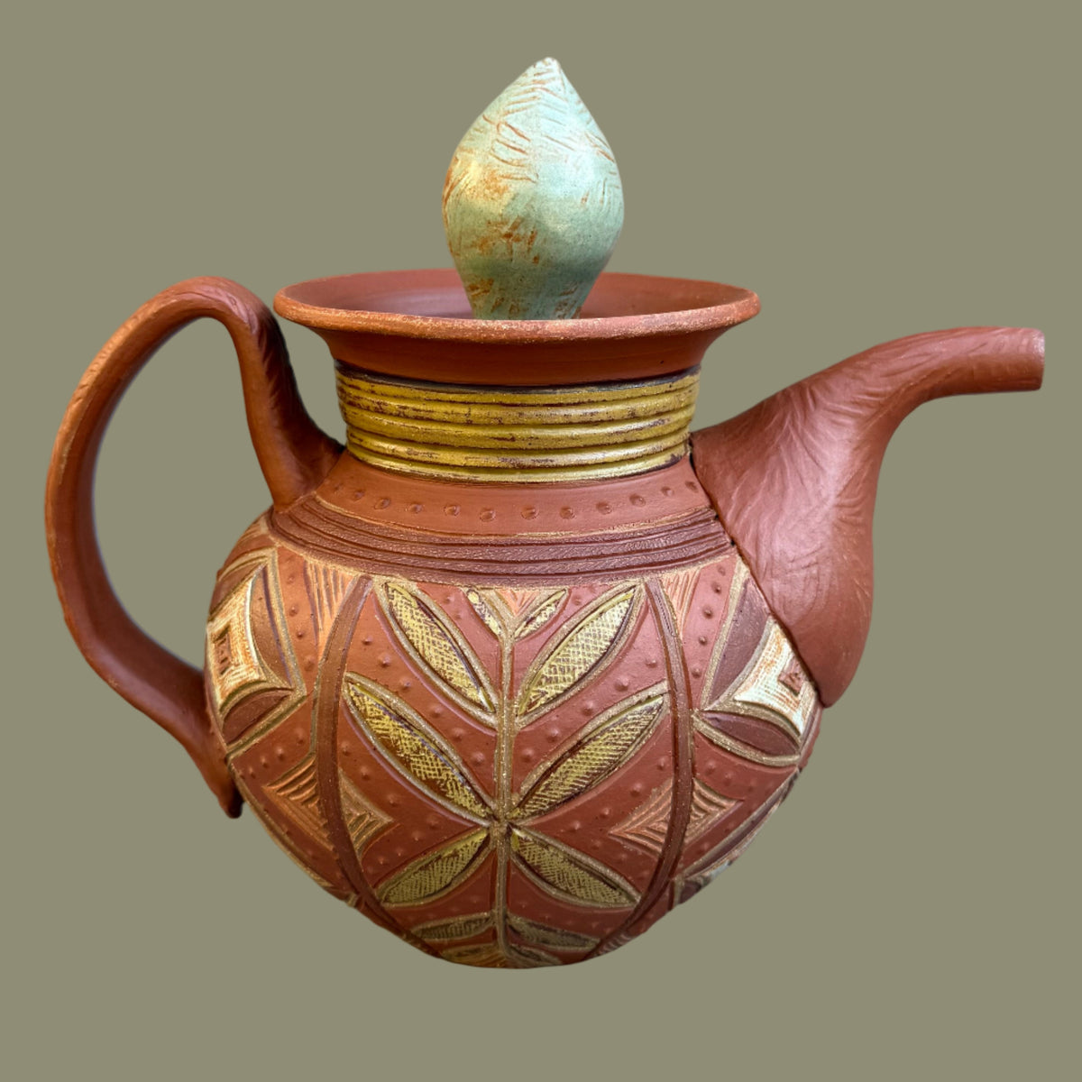 Earth Tone Kwali Teapot