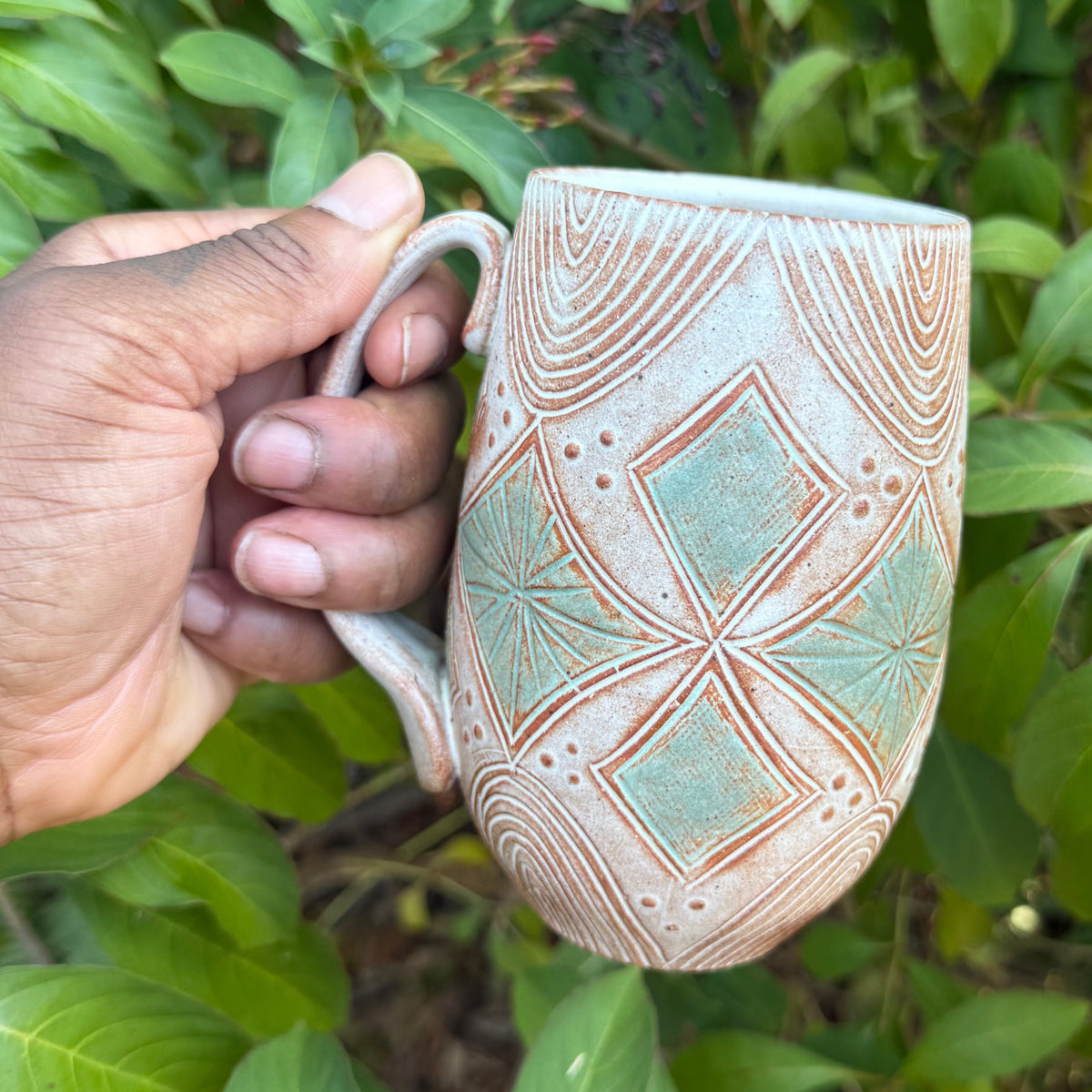 Large Carved Mug