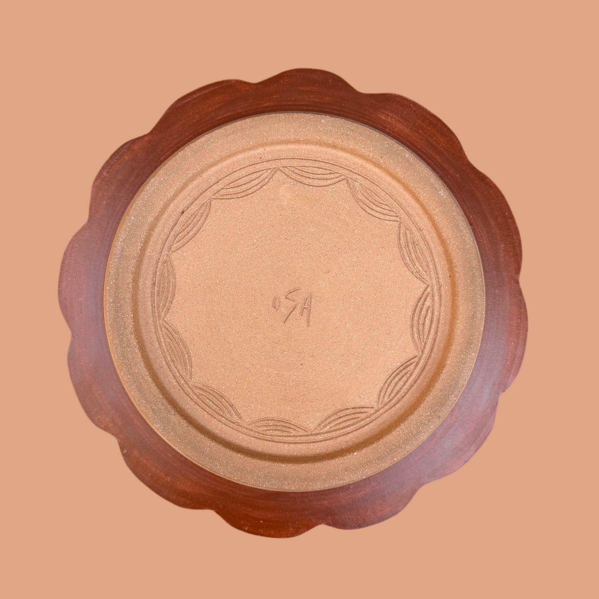 Earth Tone Scalloped Lunch Plate