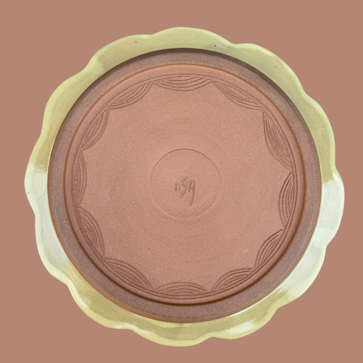 Yellow Scalloped Rim Dinner Plate