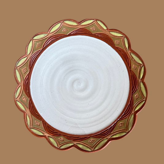 Earth Tone Scalloped Lunch Plate
