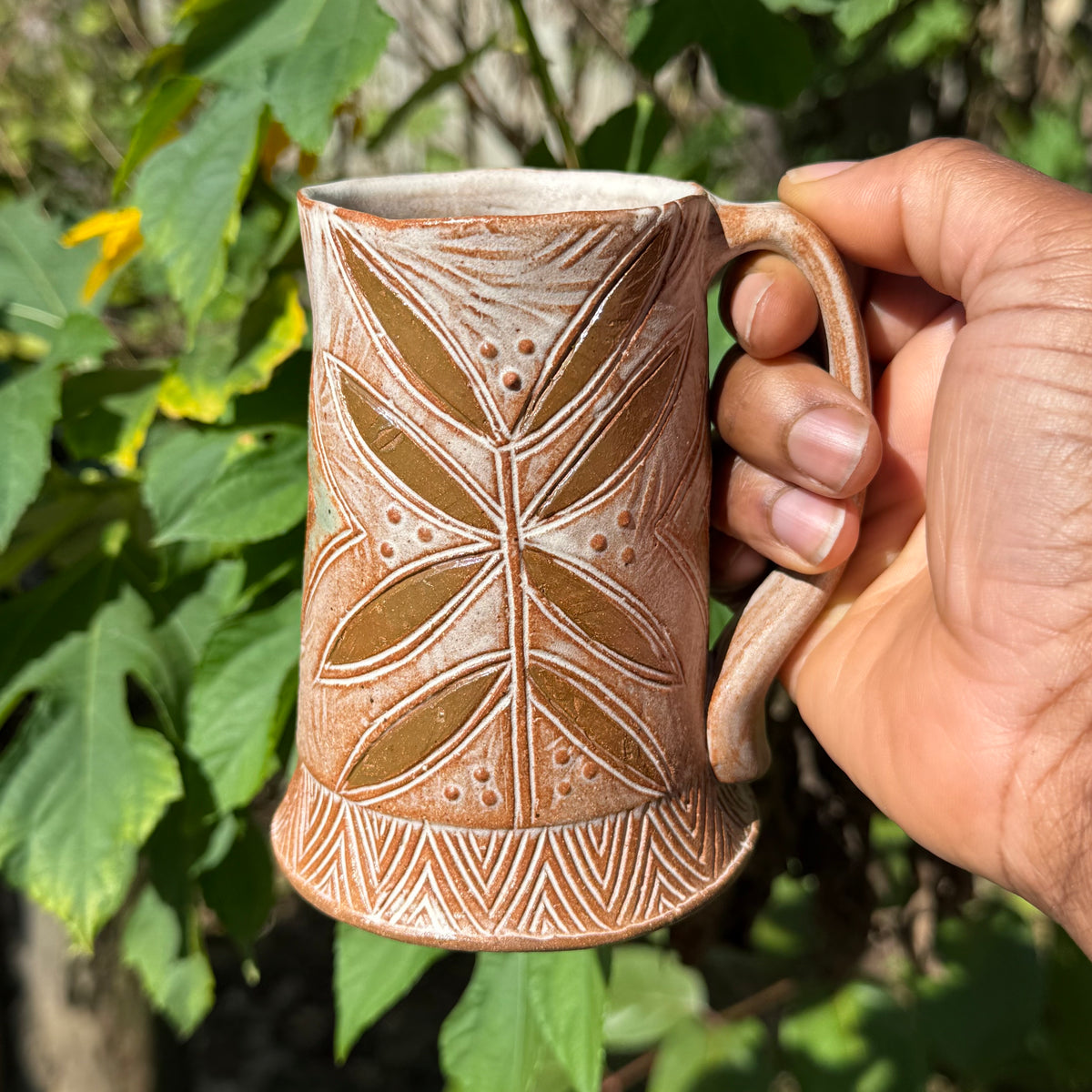Carved Leaf Mug